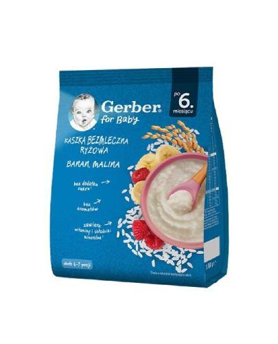 Gerber Kaszka bezmleczna ryżowa banan malina po 6. miesiącu, 160 g